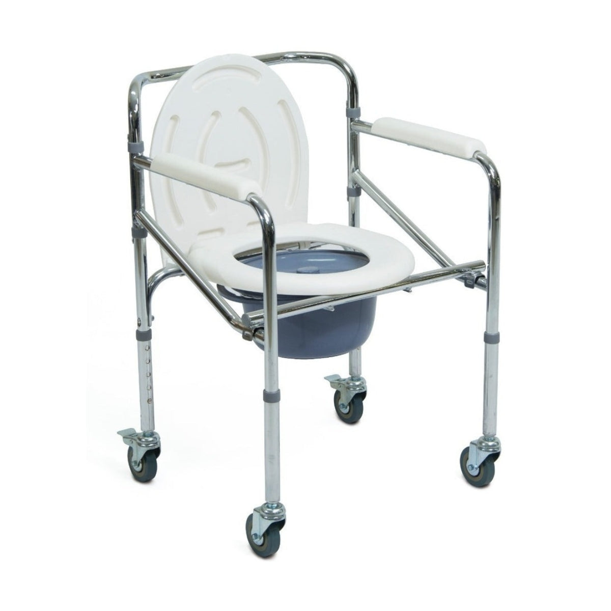 Silla Sanitaria con Ruedas Acero Cromado