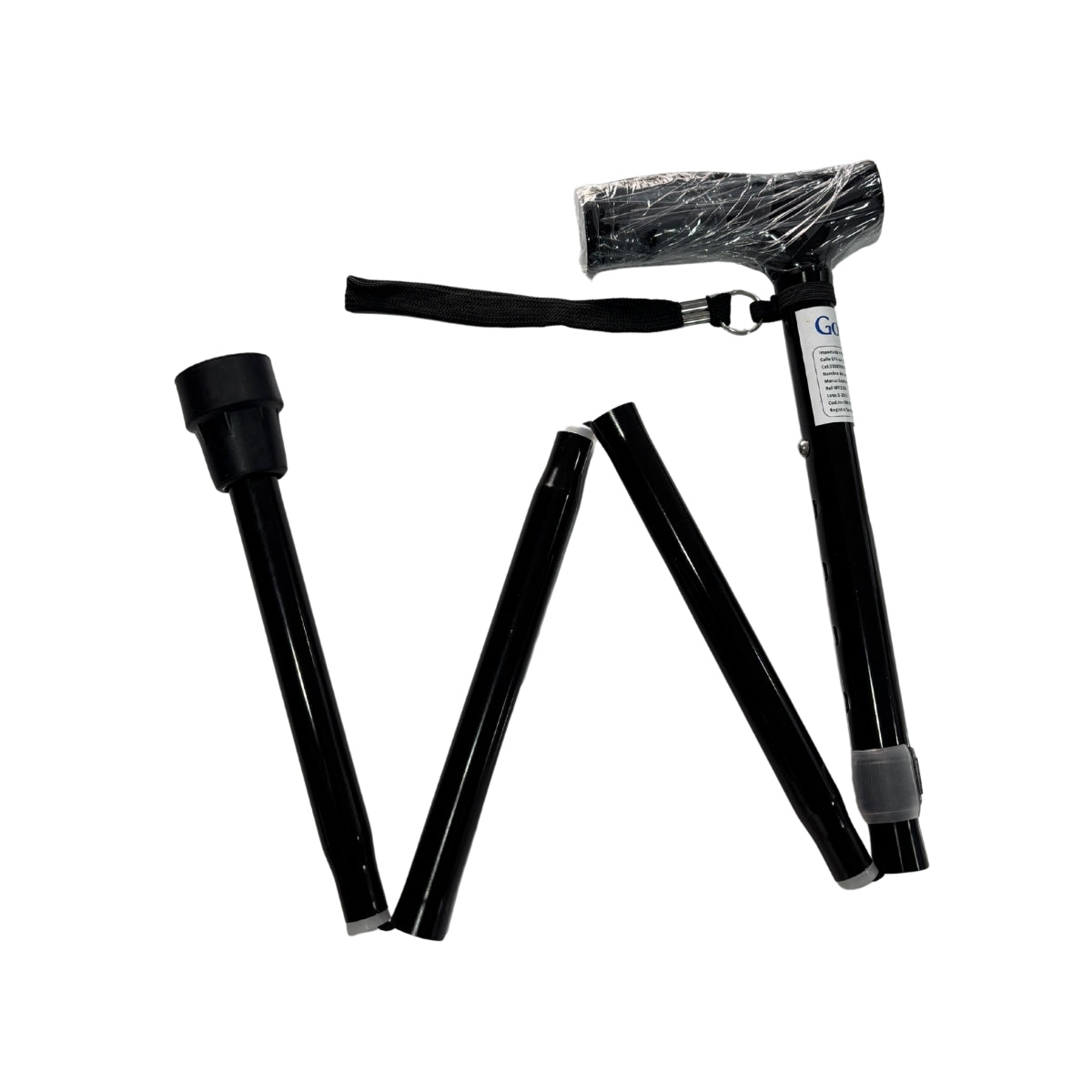 Bastón Plegable Aluminio Mango T Negro