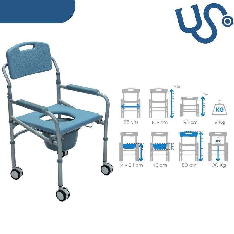 Silla Sanitaria En Aluminio Con Espaldar