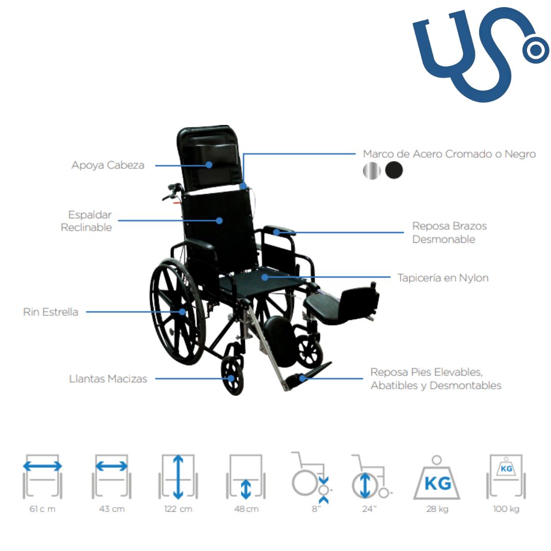 Silla de Ruedas Estándar Reclinable