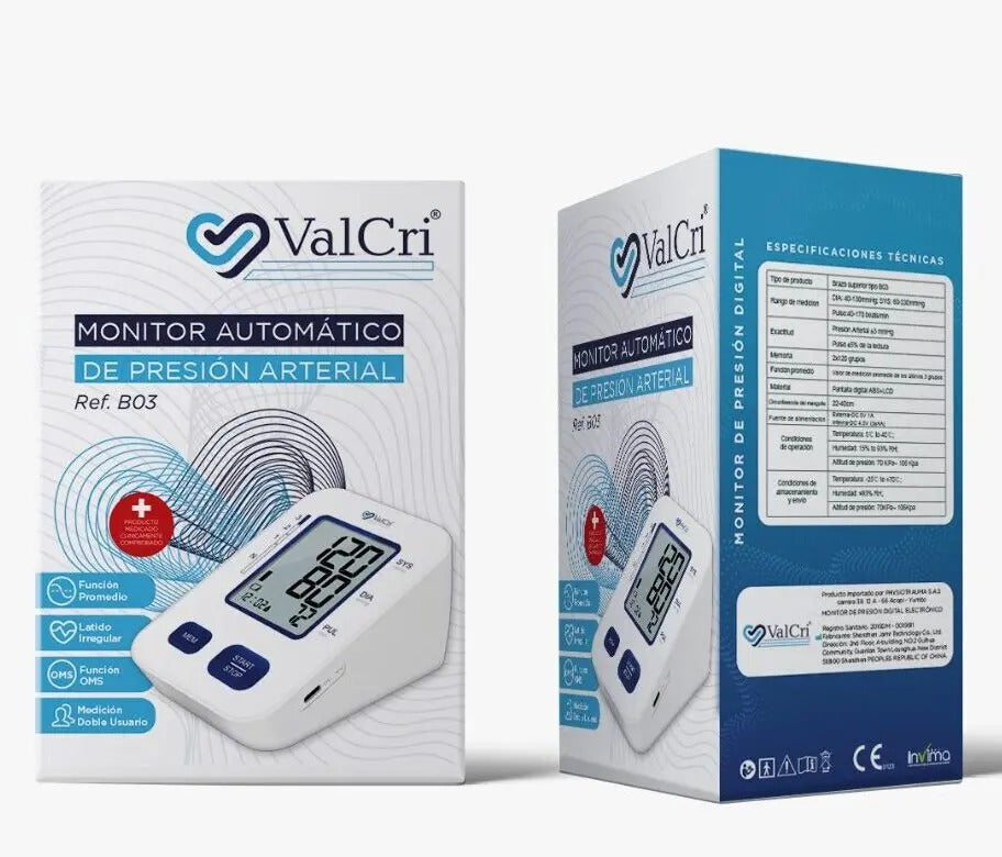 Tensiometro ValCri Monitor de Presion Arterial B03 Azul