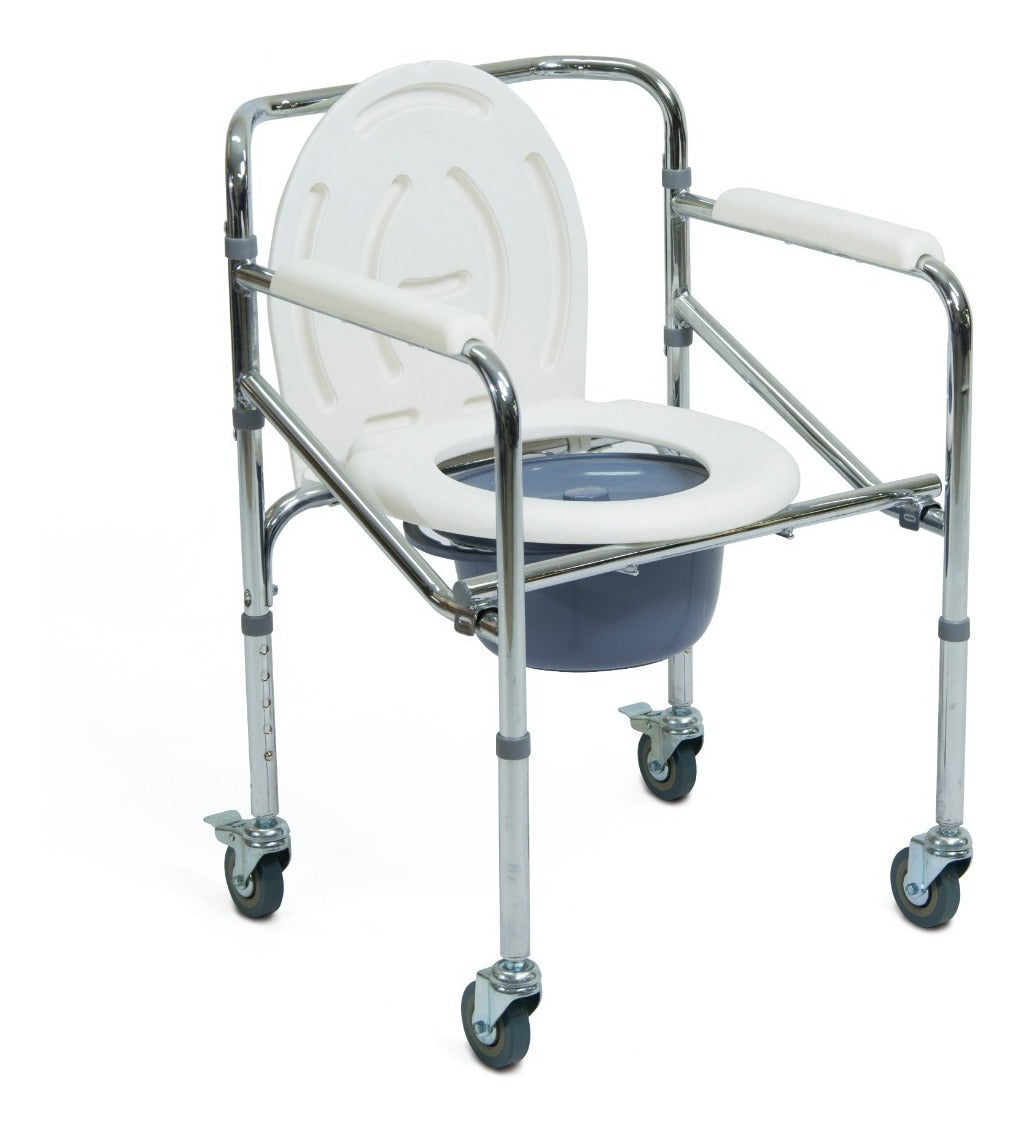 Silla Sanitaria con Ruedas Acero Cromado