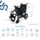 Silla de Ruedas Eléctrica Reposa Brazos y Pies Abatibles Negro