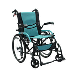 Silla de Ruedas Estándar en Aluminio Brazos Fijos Rueda 12 Pulg Verde